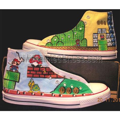 Super Mario Shoes Kids Mario Shoes Hand Painted Shoes