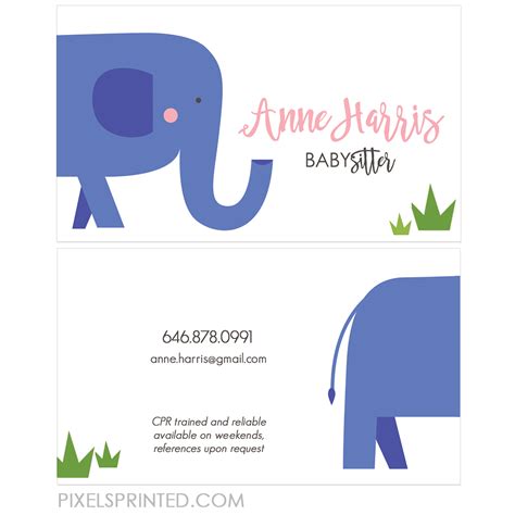 babysitter business cards | Business card graphic, Cool business cards, Business card design