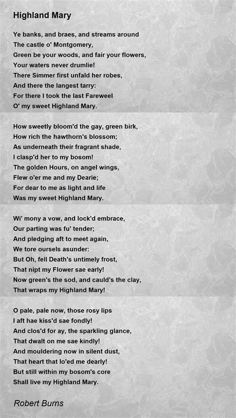 Highland Mary Poem By Robert Burns Poem Hunter