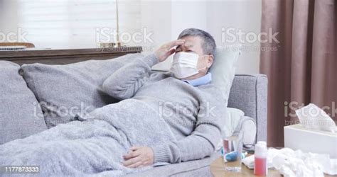 Asian Eldely Sick Man Cough Stock Photo Download Image Now Allergy