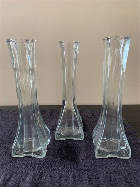 4 Tall Clear Europa Bud Vases Set Of 4 Vintage Clear Glass Etsy