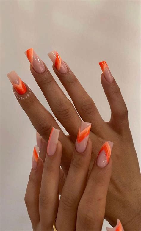 35 Cute Orange Nail Ideas To Rock In Summer Orange Rainbow Tapered