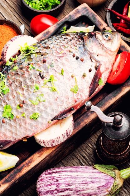 Premium Photo Fresh Raw Fish And Food Ingredients