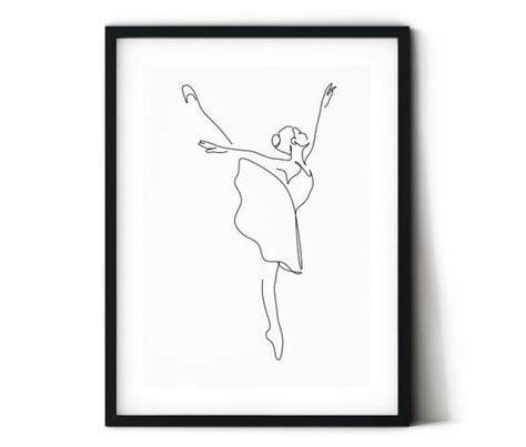 Ballerina Fashion One Line Illustration Set Of 3 Digital Print