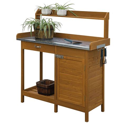 Metal Potting Bench With Storage Img Sunflower