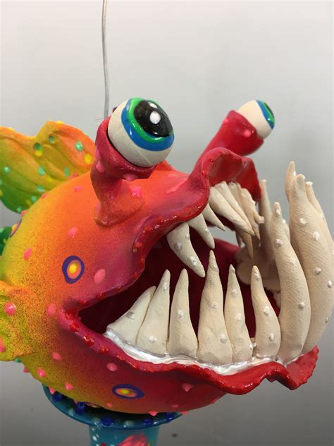 Angler Fish Sculpturehandmade Ceramic Funky Fish Beach Theme Sea