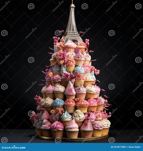 Indulgent Delights: a Scrumptious Cupcake Tower Extravaganza Stock