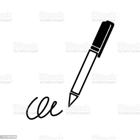 The Signature Pen Undersign Underwrite Ratify Simple Icon Stock