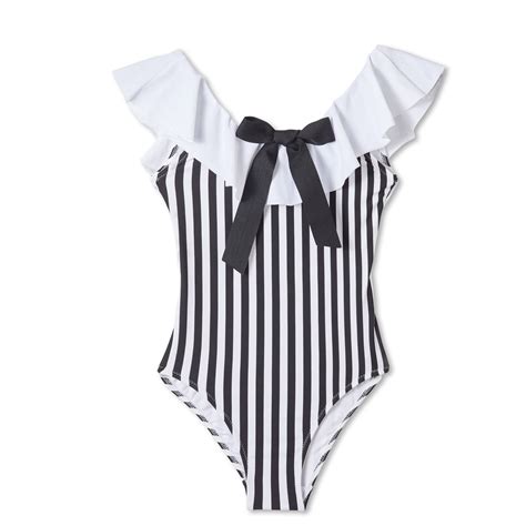 Black And White Striped Swimsuit Striped Swimsuit Black And White