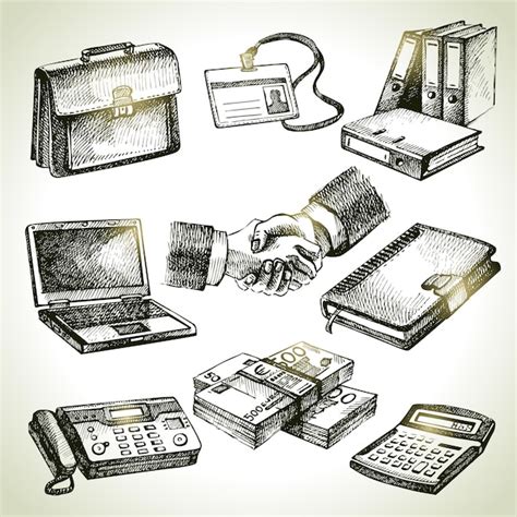 Premium Vector Business Set Hand Drawn Illustrations