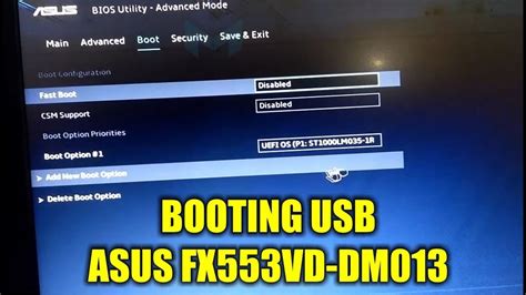 You can refer to the video. Setting bios booting flashdisk ASUS FX553VD DM013 Gaming ...