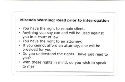 Maybe you would like to learn more about one of these? Miranda Warning (Rights) & Phonetic Alphabet Card / LE ...