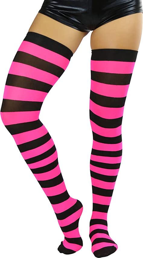 Leisure Shopping Hde Women S Plus Size Striped Stockings Thigh High