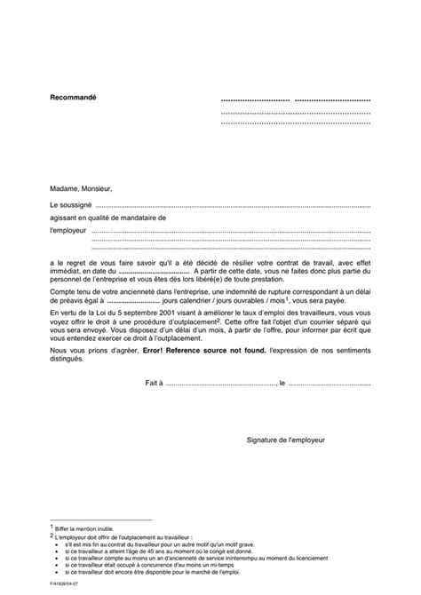Modelé de rupture immediate du contrat de travail DOC PDF page sur