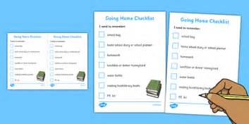 Going Home Checklist Secondary Teacher Made