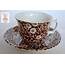 Vintage Floral Chintz Brown Transferware Calico Teacup & Saucer Staffo