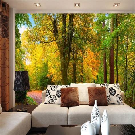 Custom Wallpaper Mural Autumn Park Trees Landscape Bvm Home