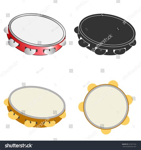 Set Tambourines Tambourines Icon Musical Instruments Stock Vector