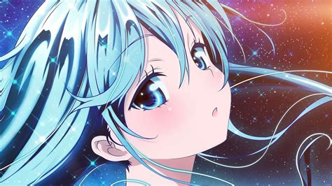 Wallpaper anime girl, fantasy world, blue hair, staff. at50-anime-girl-blue-beautiful-arum-art-illustration-flare ...