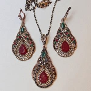 Hurrem Sultan Authentic Turkish Ottoman Jewelry Gift Set Earrings
