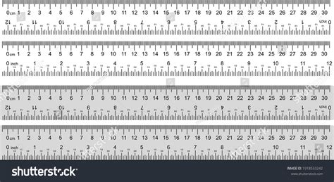 Inch Metric Rulers Centimeters Inches Measuring Stock Vector Royalty