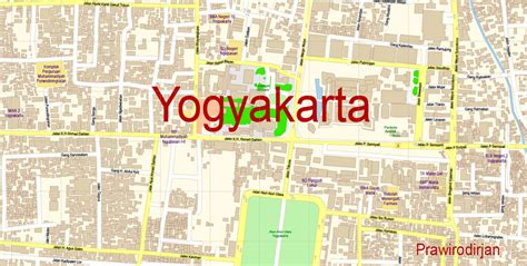 Yogyakarta Indonesia Map Vector Exact City Plan High Detailed Street