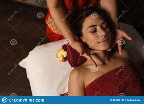 Brunette Woman Getting A Massage In A Spa Salon Stock Image Image Of White Adult 226002113