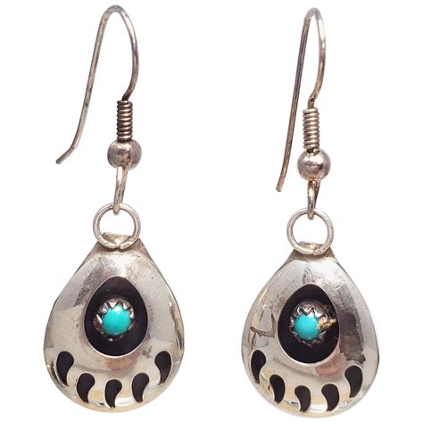 Turquoise Sterling Silver Native American Earrings At 1stDibs