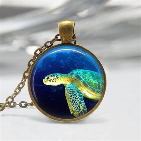 Sea Turtle Necklace Nautical Jewelry Marine Life Ocean Beach Etsy
