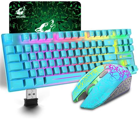 Lexontech Wireless Gaming Keyboard And Mouse Combo With 87 Key Rainbow