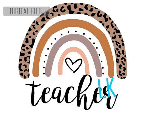 Rainbow Teacher PNG Digital File Design Print SVG Download | Etsy