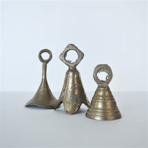 Vintage Miniature Brass Bells Etched Made In India Set Of Etsy Brass Bells Vintage