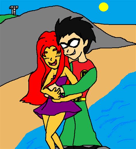 Robin And Starfire Happy Together In Titans Tower Teen Titans Fan Art