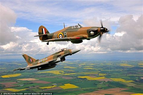 Typhoon Jet Joins Hurricane Above Lincolnshire In Battle Of Britain