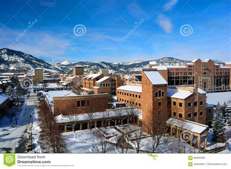 The University Of Colorado Boulder Campus On A Snowy