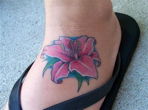 Lily Amazing Flower Tattoo On Foot
