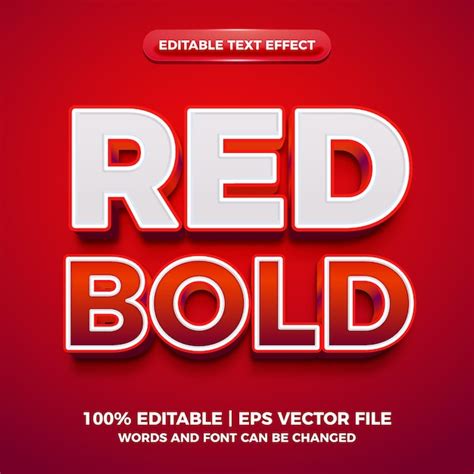 Premium Vector Red Bold 3d Editable Text Effect