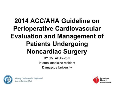 2014 Accaha Guideline On Perioperative Cardiovascular Evaluation And Management Of Patients