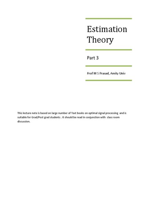 Ln Estimation Theory Pdf Estimator Bias Of An Estimator