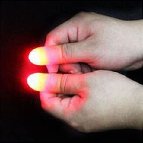 1 pair funny novelty electronic led light flashing fingers magic trick