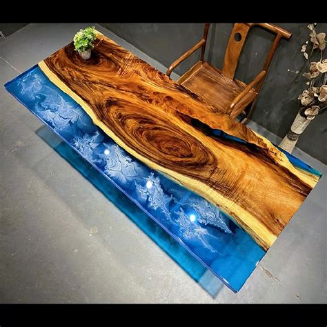 Epoxy Resin Restaurant Table Tops China Wooden Slab Table Top River