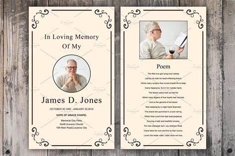 Funeral Prayer Card Template Creative Daddy