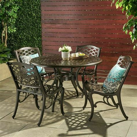 Dream, reminisce, or simply lounge—however you'd like to spend your afternoon, know it'll be filled with comfort that's got your back when it's on an outdoor sofa set. Outdoor Patio Furniture 5pcs Bronze Cast Aluminum Dining Set 637162304990 | eBay