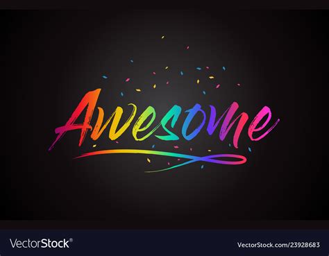 Awesome Word Text With Handwritten Rainbow Vector Image