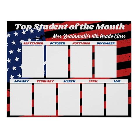 Usa Flag Top Student Of The Month Classroom Photo Poster Zazzle