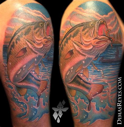 Color Realistic Bass Fishing Tattoo By Dimas Reyes Tattoonow