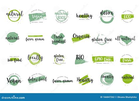 Organic Food Farm Fresh And Natural Product Icons And Elements