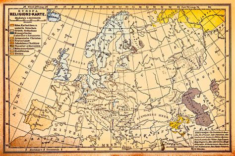 Religion Map Of Europe 19th Century Stock Illustration