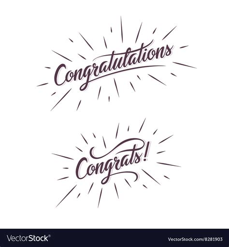 Congratulations Hand Lettering Calligraphic Vector Image