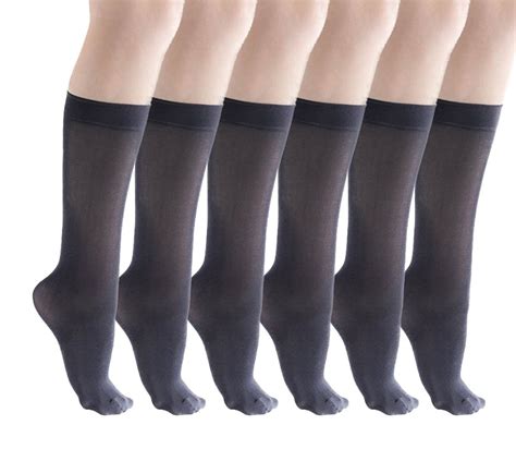 Felicity Legwear 6 Pair Of Felicity Womens Knee High Dress Socks Nylon Trouser Sock 80